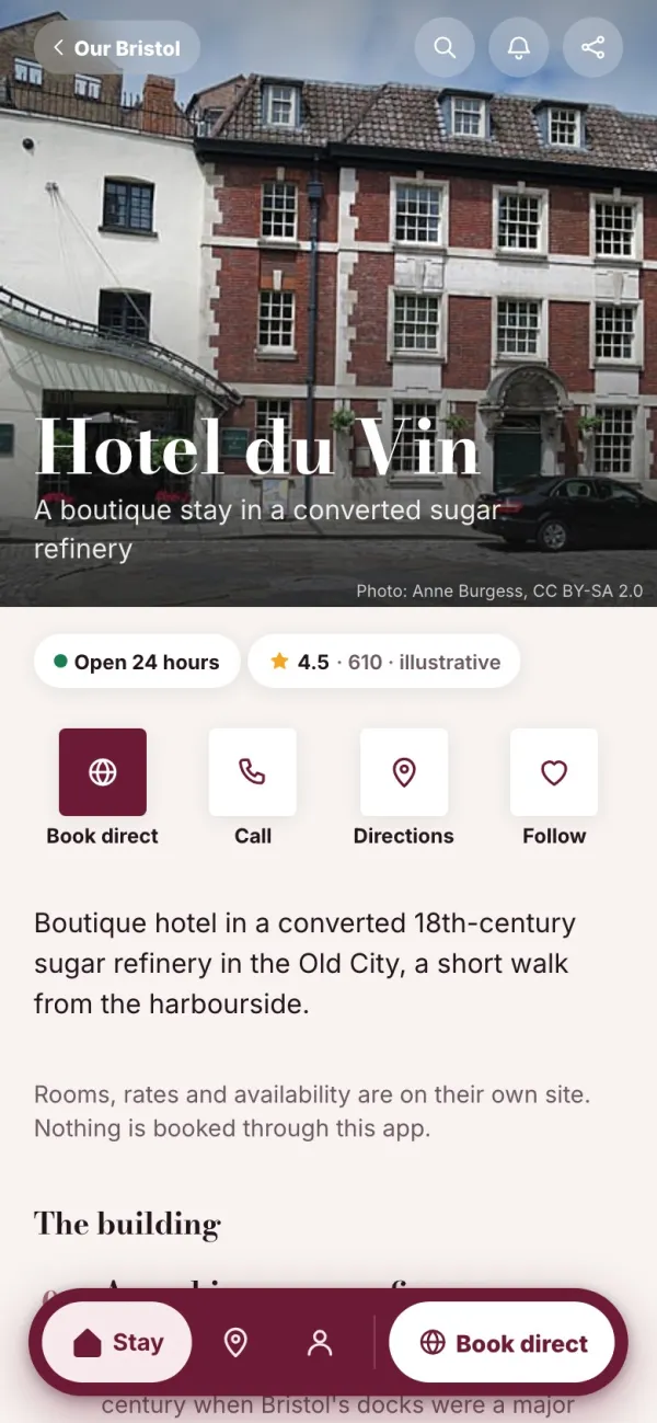 Hotel du Vin’s own app inside Our Bristol