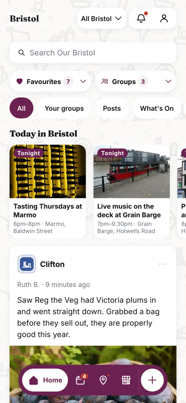 The same app in plum